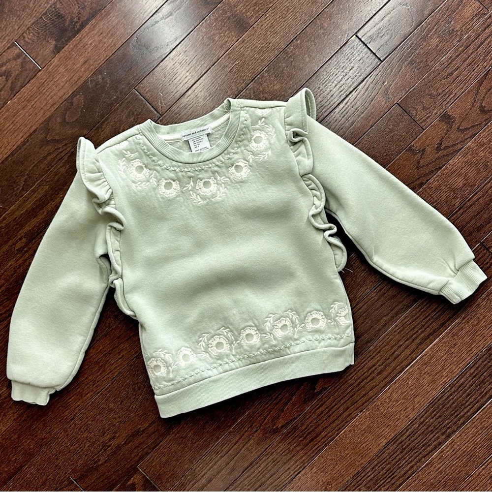Cupcakes & Cashmere Mint Floral Ruffle Sweatshir